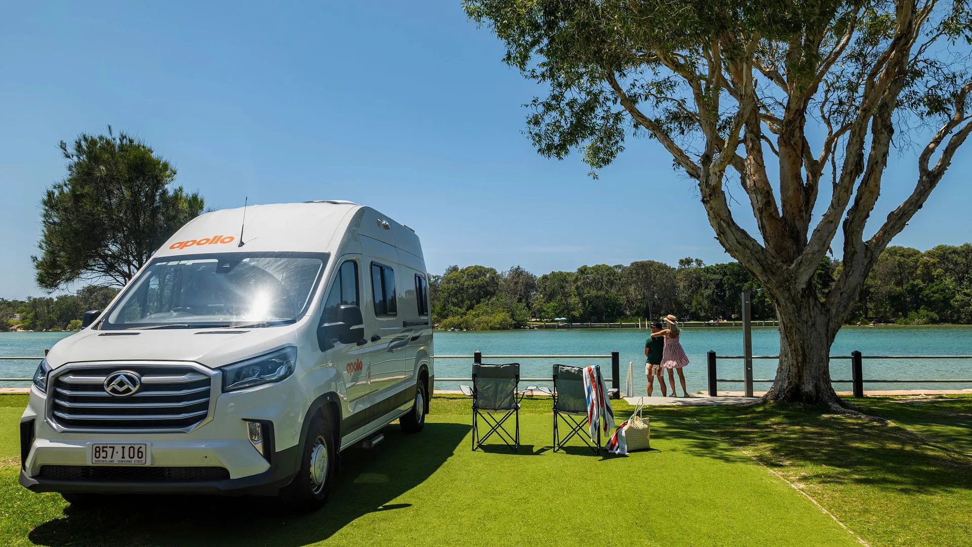 Apollo campervan parked by the water in Australia