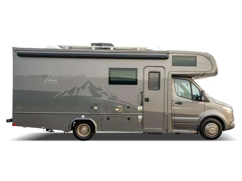 Class C motorhome side profile on a clean background